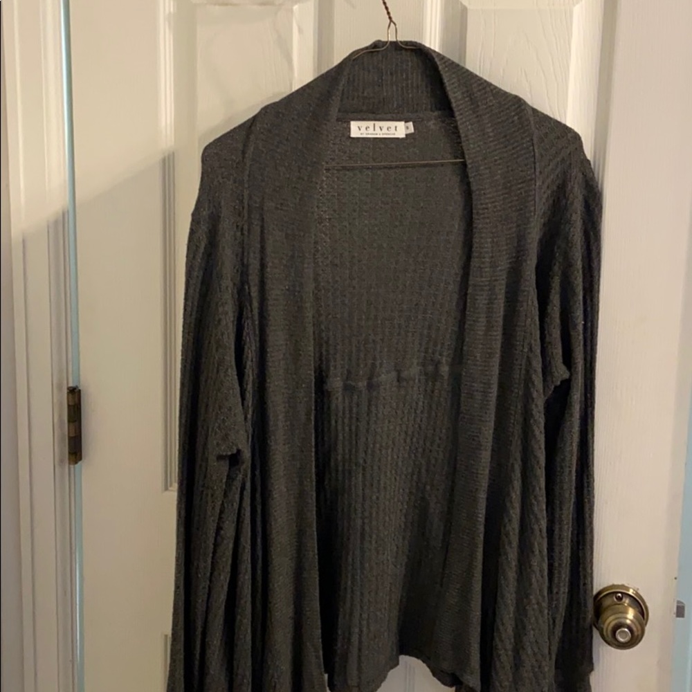 Velvet Waffle Knit Waterfall Cardigan Size Small